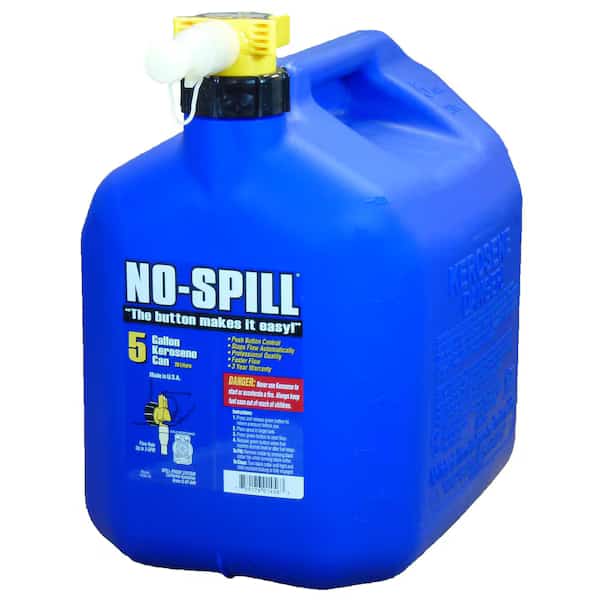 Gas Can, Poly, 5 gal, Thumb-Controlled Fuel Spout, 3gal/min Flow Rate, Blue, Kerosene