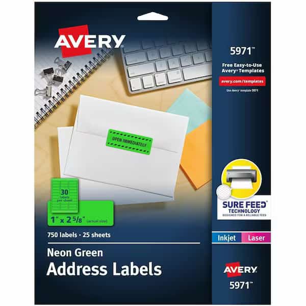Laser Labels, 1x2-5/8, PK750