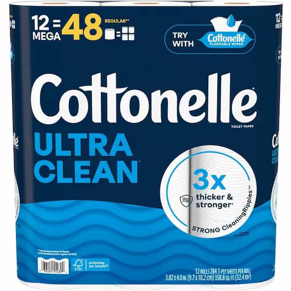 Cottonelle Ultra CleanCare Toilet Paper 12 Rolls 284 sheet