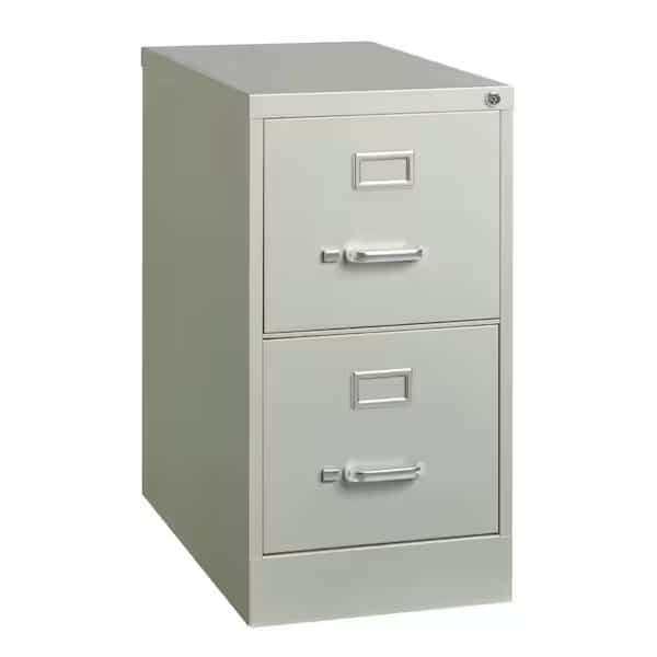 15" W 2 Drawer Vertical File Cabinet, Light Gray, Letter