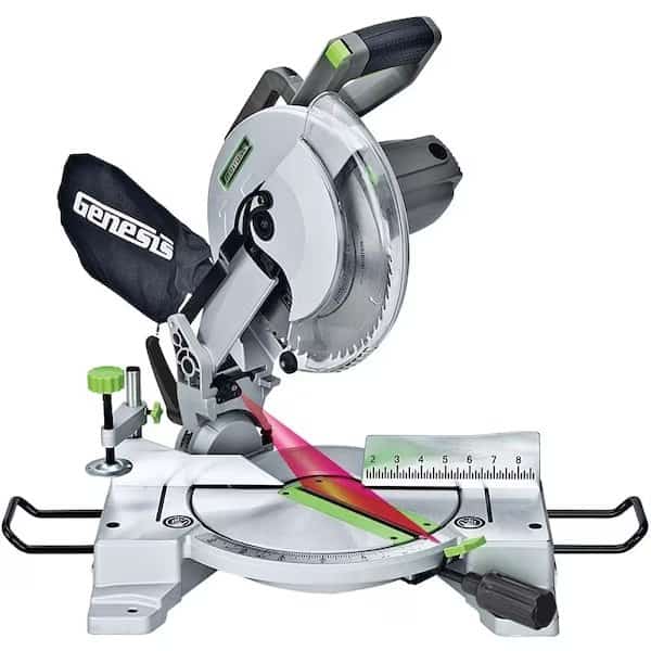 Miter Saw, 3 x 4-3/4 in at 0 x 90 deg, 3 x 3-5/16 in at 45 x 90 deg Cutting, 10 in Dia Blade