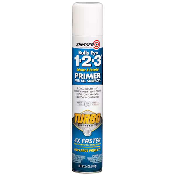 General Purpose Spray Primer, Be 1-2-3 Turbo White, Flat, Solvent, 26 oz.