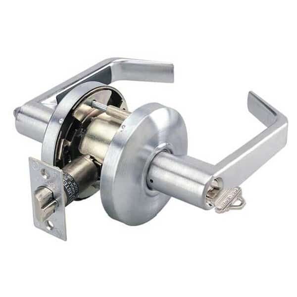 Grade 2 Cylindrical Lock, 03-Classroom, SL-Lever, Round Rose, Satin Chrome, 2-3/4 Inch Backset,