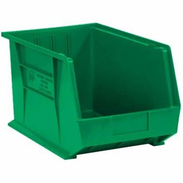 18 x 11 x 10'' Green Plastic Stack & Hang Bin Boxes, 4PK