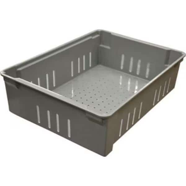 Stack & Nest Storage Wash Box, 21-1/8 in L x 15-1/8 in W x 6 in H, Gray, Fiberglass