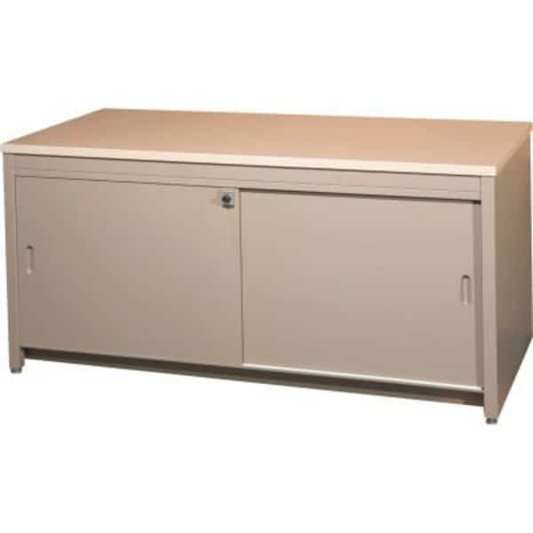 84"W Console Table w/ Doors, Desert Dusk Laminate Top Medium Gray Finish, Datum Filing Systems, Mfr#: CTA84SSD-L95-T23