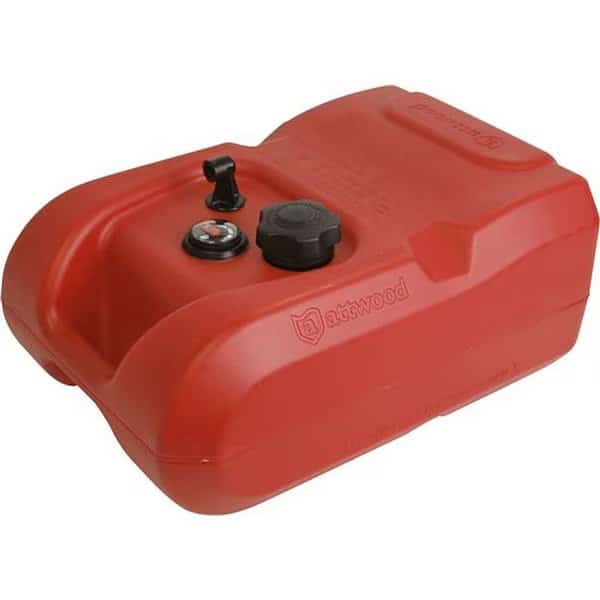 Portable Fuel Tank, Polyethylene, 6 gal, With Gauge, EPA/CARB Compliant, Red, Gasoline