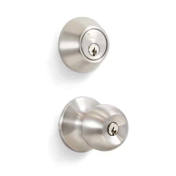 Entry Door Knob Combo Lock Set with Deadbolt Set of 4, Keyed Alike, Stainless Steel, 4PK