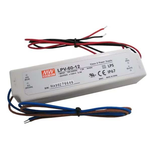 LO-PRO Jct Box Driver Combo -12V DC Constant Volt Driver, Class 2, 60W