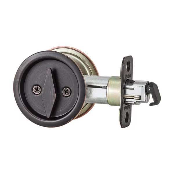 Kwikset Venetian Bronze Metal Indoor Round Bed/Bath Pocket Door Lock