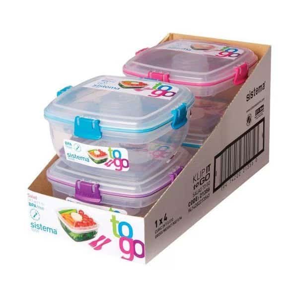 To Go 37.1 oz Assorted Salad Container, Sistema, Mfr#: 2135653