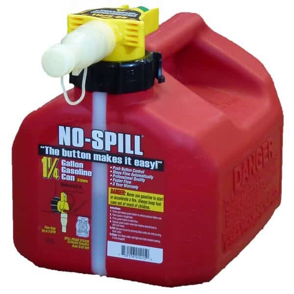 Gas Can, Poly, 1.25 gal, View Stripe, Thumb-Controlled Fuel Spout, Red, Gasoline