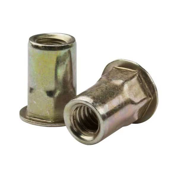 Rivet Nut, 3/8"-16 Thread Size, 0.655 in Flange Dia., .845 in L, Steel