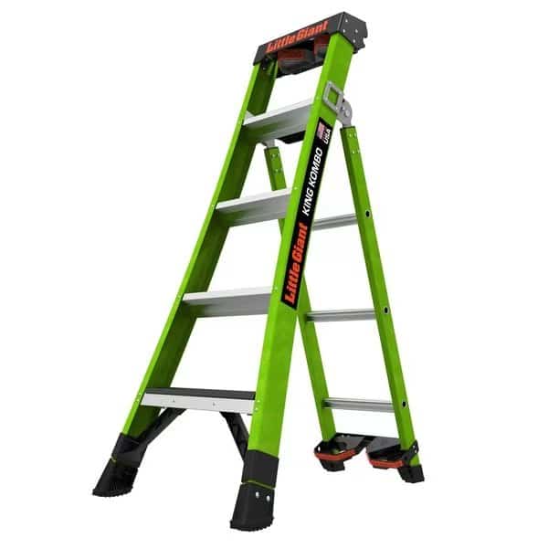FIBERGLASS COMBINATION LADDER, Extension Ladder, Leaning Ladder, Stepladder Configuration, 11 ft