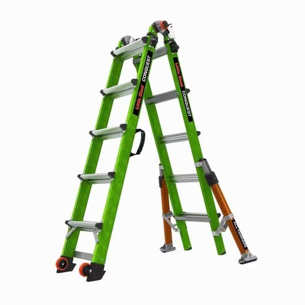 All-Terrain Fiberglass Articulated Ladder, 186 in, Fiberglass, 300 lb Load Capacity