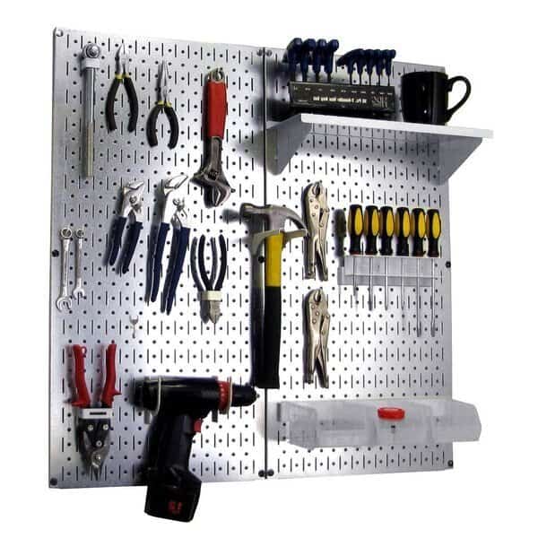 Industrial Pegboard Utility Kit, Galvanized and White