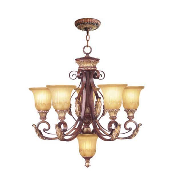 Villa Verona 6 Light Verona Bronze with Aged Gold Leaf Chandelier