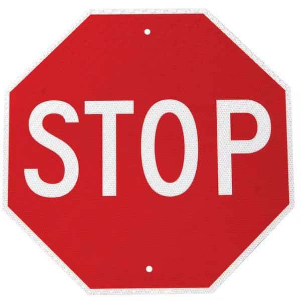Stop Sign, 36" W, 36" H, Aluminum, Red