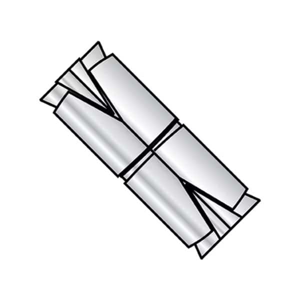 Double Lag Shield, 1/2" Dia, Alloy Steel Zinc Plated, 25 PK