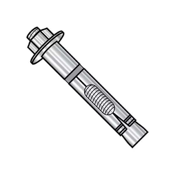 Sleeve Anchor, 1/2" Dia., 4" L, 18-8 Stainless Steel Plain, 25 PK