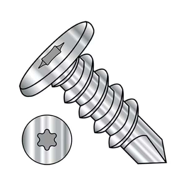 Self-Drilling Screw, #12-14 x 2 in, 410 Stainless Steel Pancake Head Torx Drive, 300 PK