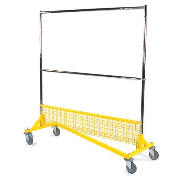 Rolling Garment Rack, bumpers, mid bar & grid shelf, 5 in casters