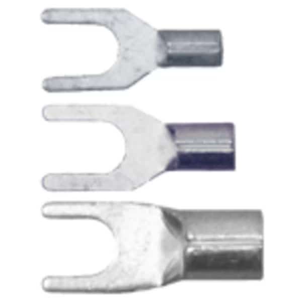22-18 AWG Non-Insulated Spade Terminal #8 Stud PK100, QUICKCABLE, Mfr# 166125-100