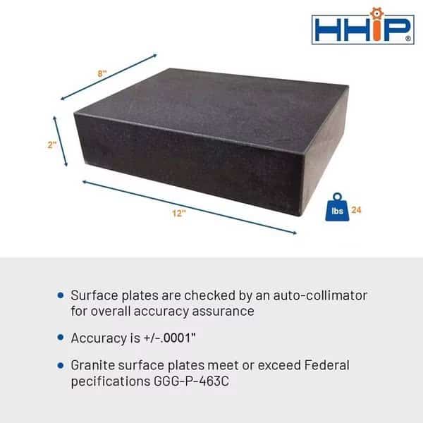 12 X 8 X 2" Granite Surface Plate Grade B 0 Ledge