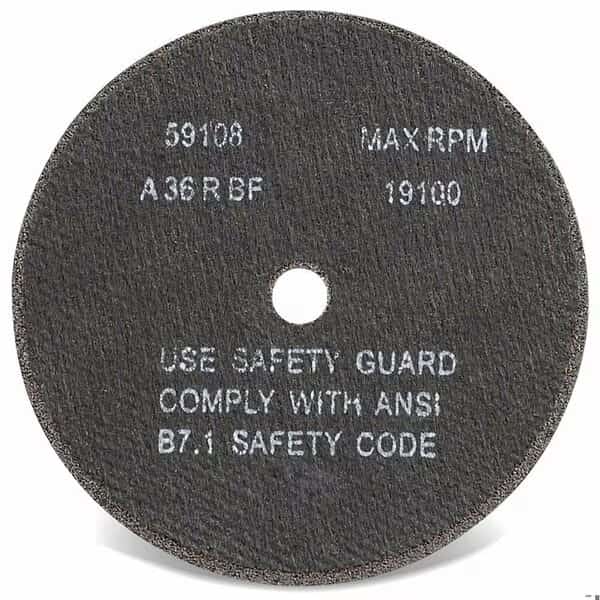 Abrasive Cut-Off Wheel, Type 1, 2 in Dia, 1/8 in Thick, Aluminum Oxide, 24 Grit