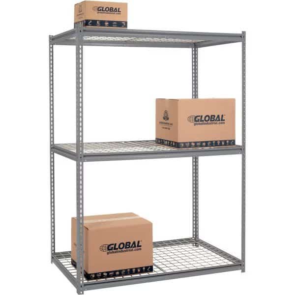 High Cap. Starter Rack 60Wx48Dx96H 3 Levels Wire Deck 1300lb Per Shelf GRY