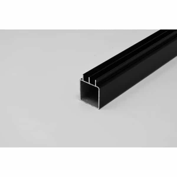 Lower Sliding Door Track Extrusion for 1/4in Panel Panel Black, 98in L x 1in W x 1in H