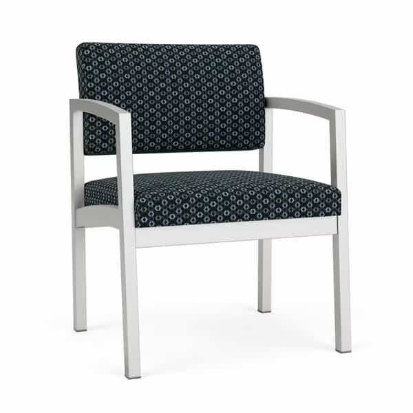 Lenox Steel Wide Guest Chair Metal Frame, Silver, RS Night Sky Upholstery