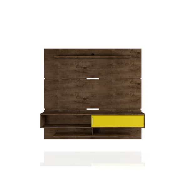 Astor 70.86 Floating Entertainment Center, Rustic Brown and Yellow