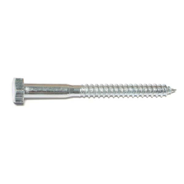 Lag Screw, 5/16 in, 3-1/2 in, Steel, Zinc Plated Hex Hex Drive, 50 PK