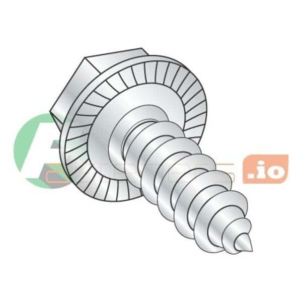 Sheet Metal Screw, #6 x 3/8 in, Zinc Plated Steel Hex Head Hex Drive, 10000 PK