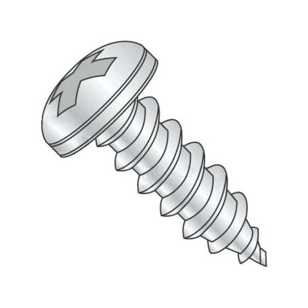 Sheet Metal Screw, #12 x 1-1/4 in, 18-8 Stainless Steel Pan Head Phillips Drive, 1000 PK
