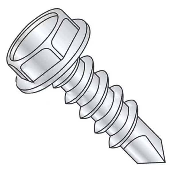 Self-Drilling Screw, #14 x 2-1/2 in, Climaseal Steel Flange Hex Head External Hex Drive, 1000 PK