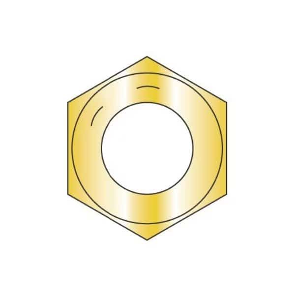 Hex Nut, 1/4"-28, Steel, Grade 8, Zinc Yellow, 7/32 in Ht, 100 PK