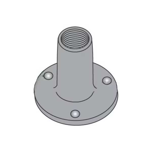 Round Weld Nut, 1/4"-20, Steel, 3/4 in Wd, 3/4 in Lg, 7/16 in Ht, 1000 PK