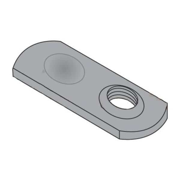 Tab Weld Nut, #10-24, Steel, 0.453 in Wd, 0.827 in Lg, 0.0927 in Ht, 1000 PK