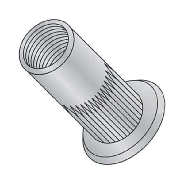Rivet Nut, #10-32 Thread Size, 0.390 in Flange Dia., 0.5" L, Aluminum, 1000 PK