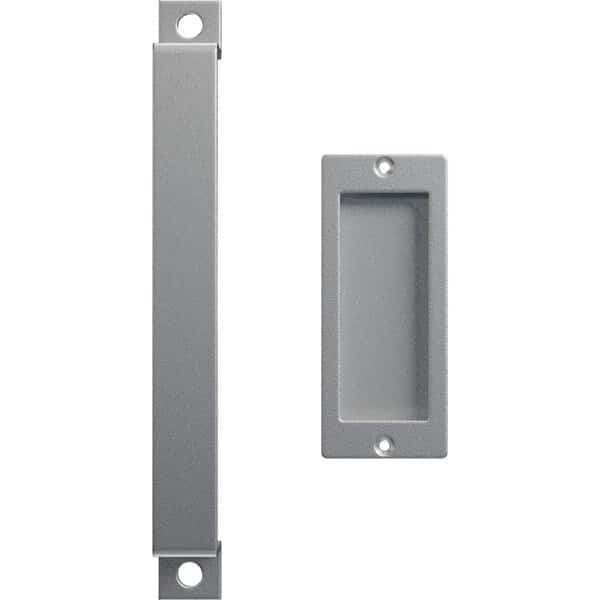 11" Pull Handle & 6" Flush Pull for 2 1/4" Doors, Silver Metallic