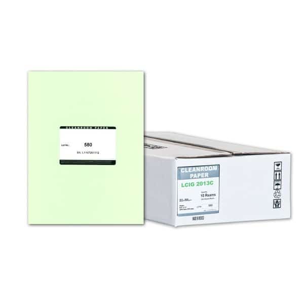 Pure Image Synthetic Cleanroom Paper, 8.5x11, Green 22lb, 250 sheets /ream, 10 reams p/PK