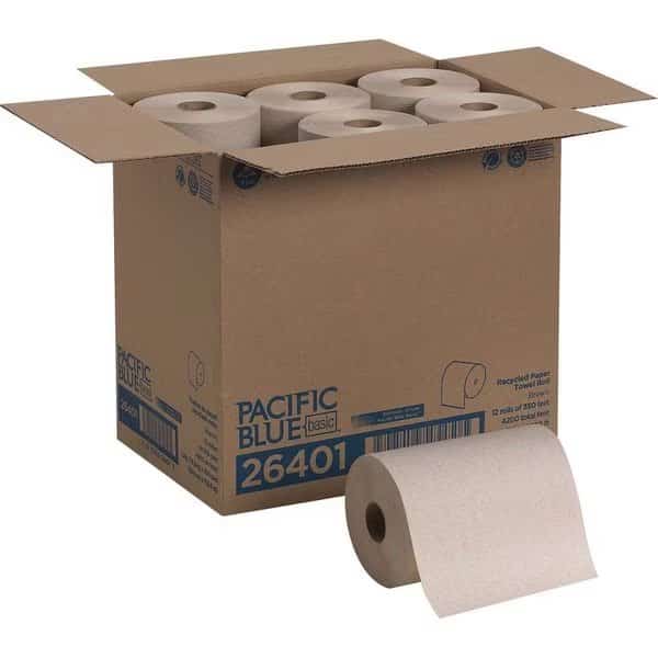 Hardwound Paper Towels, Continuous Roll Sheets, Natural, 12 PK
