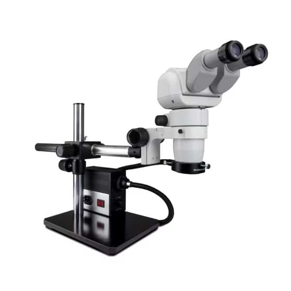 Ergo Stereo Zoom Microscope And Fiber-Optic LED On Gliding Stand