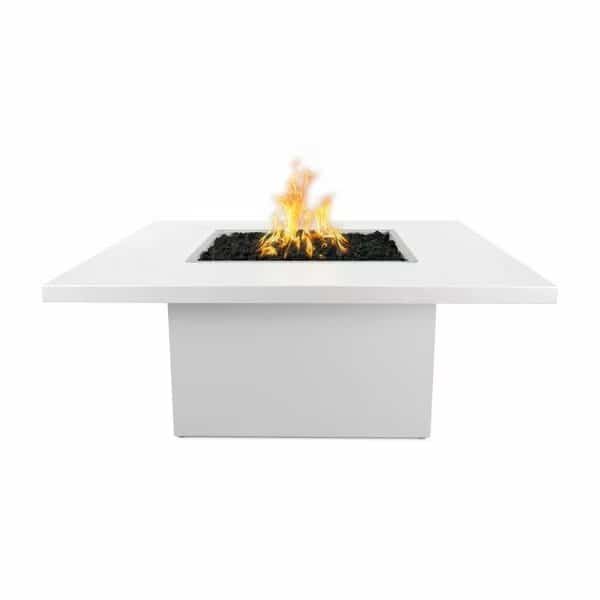 60 Square Bella Fire Table, Powder Coated Metal, White, Spark Ignition with Flame Sense, Liquid Propane