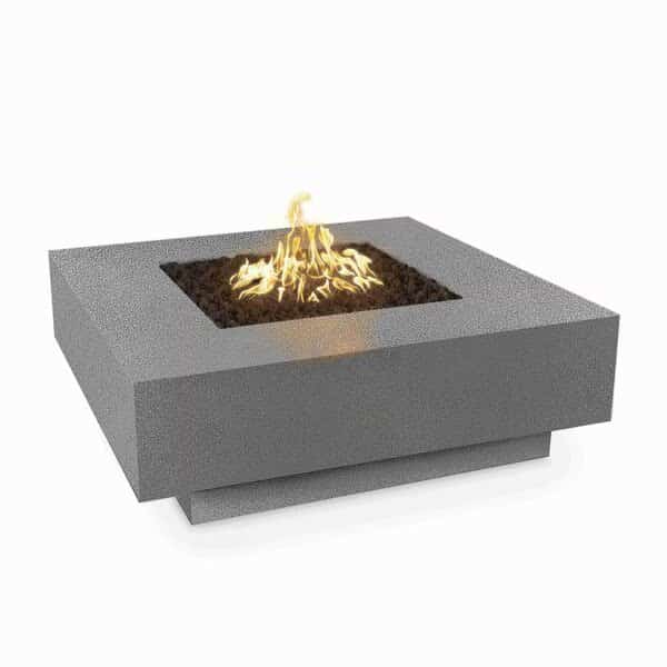 60 Square Cabo Fire Pit, Powder Coated Metal, Silver Vein, Match Lit with Flame Sense, Liquid Propane