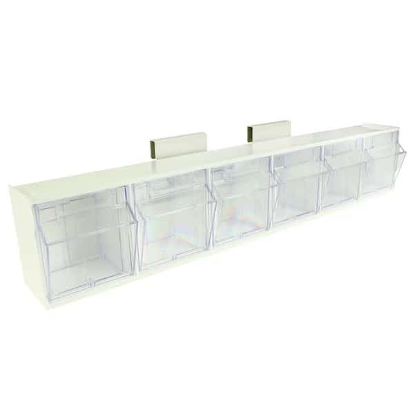 6 Compartment Tilt Bin w/Rail Clips