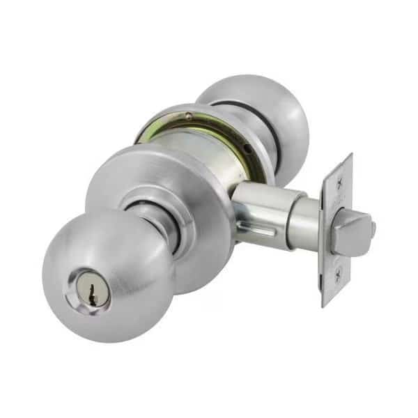 6G05OB26D Office Cylindrical Grade 2 Lock with B Knob and O Rose with LA Keyway Satin Chrome