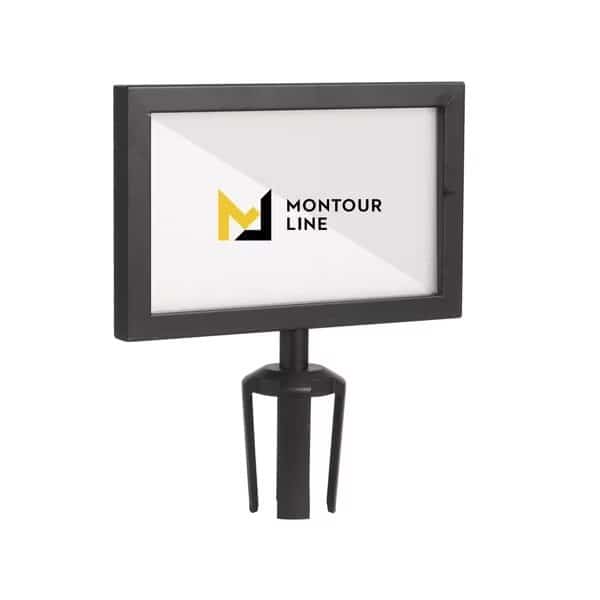 Stanchion Post Top Sign Frame 7 x 11 in. H Black Steel, EXIT SALIDA